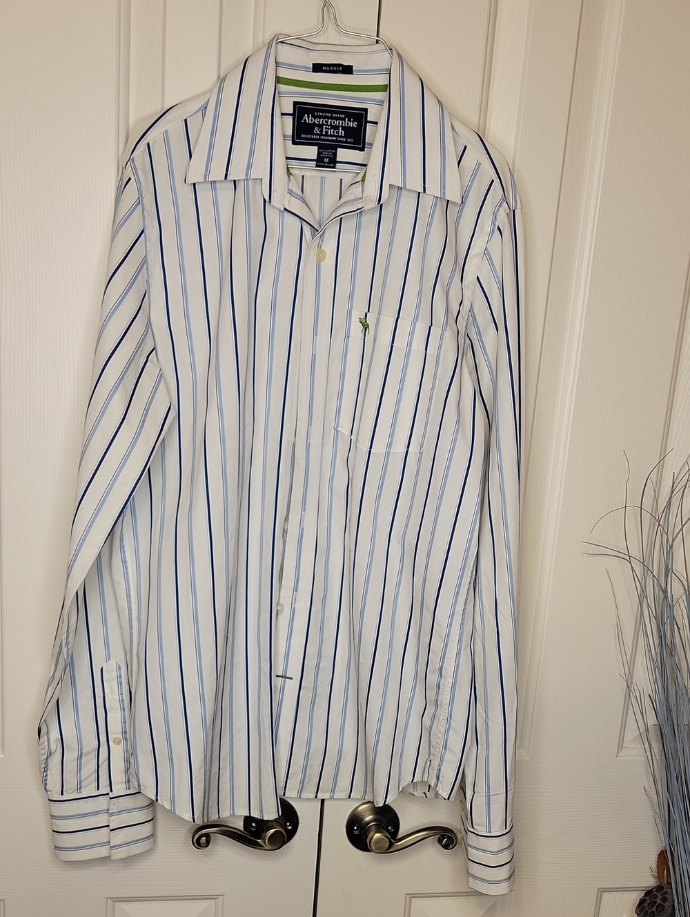 Abercrombie & Fitch White Shirt with Blue Stripes